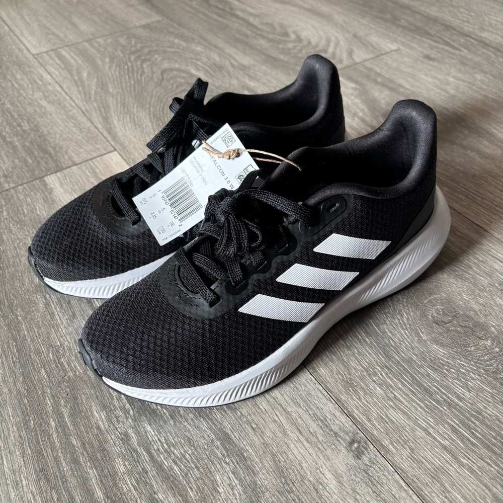 Adidas RunFalcon 3 Women Running Shoes Size 6.5 Black & White NEW